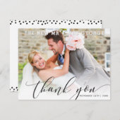 BRUILOFT DANK U moderne luxe kalligrafie zwart Bedankkaart (Voorkant / Achterkant)