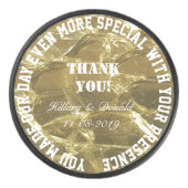 Bruiloft Dank u Namen Paar Datum Gouden Bruid Hockey Puck (Voorkant)