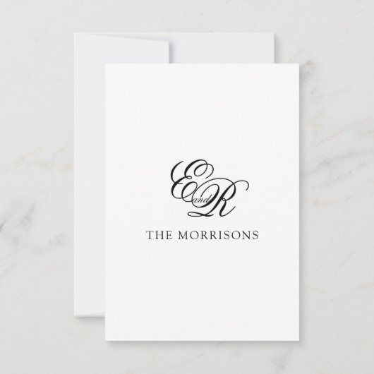 Bruiloft Dank u Paar Monogram Elegant Script Bedankkaart (Achterkant)