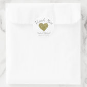 Bruiloft DANK U ronde sticker met gouden hart (Tas)