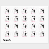 Bruiloft Dank u Roze Zwarte bruid bruidegom Cartoo Ronde Sticker (Vel)