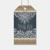 Bruiloft Dank u Rustieke Burlap Lace krijtbord Cadeaulabel (Voorkant)