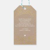 BRUILOFT DANK U rustieke gouden confetti spot kraf Cadeaulabel (Achterkant)