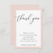 BRUILOFT DANK U schattige elegante zwarte blush ro Bedankkaart (Voorkant / Achterkant)