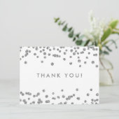 Bruiloft Dank u Silver Glitter Confetti Wit Bedankkaart (Staand voorkant)