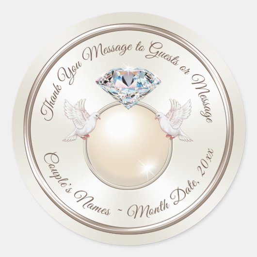 Bruiloft Dank u Stickers voor gunsten, enveloppen. (Voorkant)