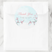 Bruiloft dank u | Waterverf Kersenbloesems Ronde Sticker (Tas)