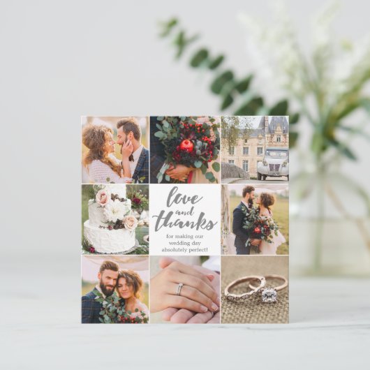Bruiloft | Dank u wel |8 foto's | Fotokaart Bedankkaart (Staand voorkant)