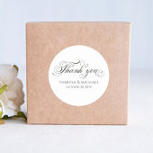 Bruiloft dank u zwart-wit typografie ronde sticker