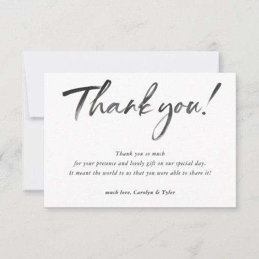 BRUILOFT DANK U zwarte inkt kalligrafie foto Bedankkaart (Voorkant)