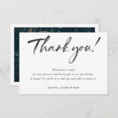 BRUILOFT DANK U zwarte inkt kalligrafie foto Bedankkaart (Voorkant / Achterkant)