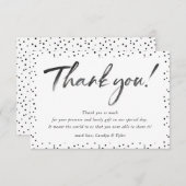 BRUILOFT DANK U zwarte inkt kalligrafie polka dot Bedankkaart (Voorkant / Achterkant)