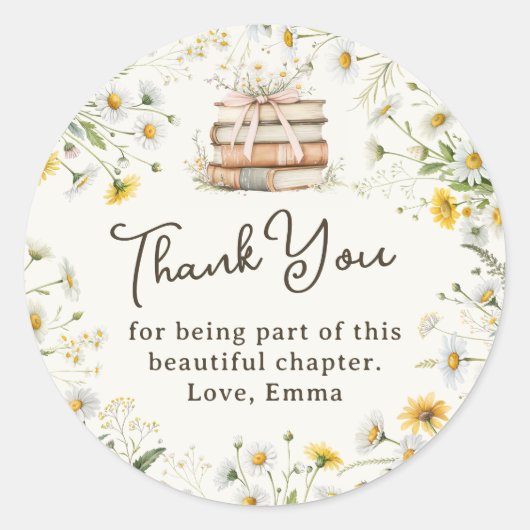 Bruiloft Dankbetuiging Favoriet met Landelijke Blo Ronde Sticker (Voorkant)