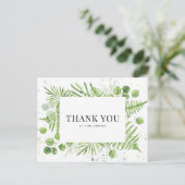 Bruiloft Dankjewel met Varens en Eucalyptus Groene Briefkaart (Staand voorkant)