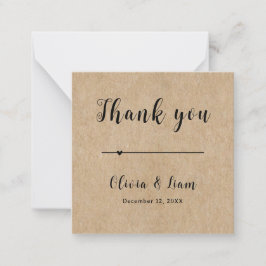Bruiloft Dankjewel op Rustic Papier  Notitiekaartje