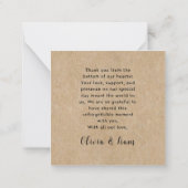 Bruiloft Dankjewel op Rustic Papier  Notitiekaartje (Achterkant)