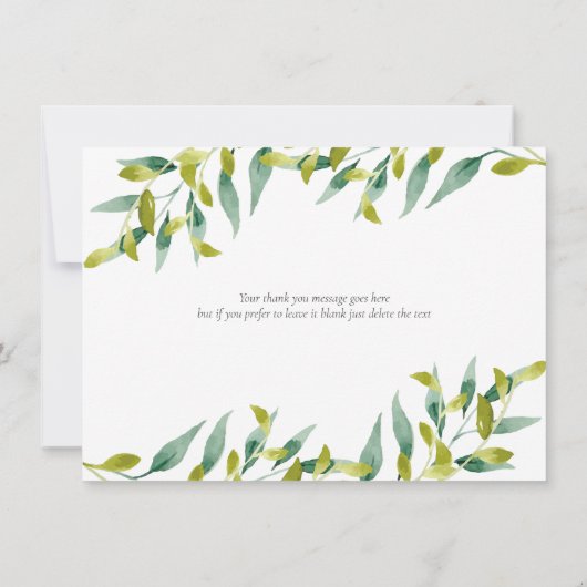Bruiloft Dankjewel Tuin Groen Bedankkaart (Achterkant)