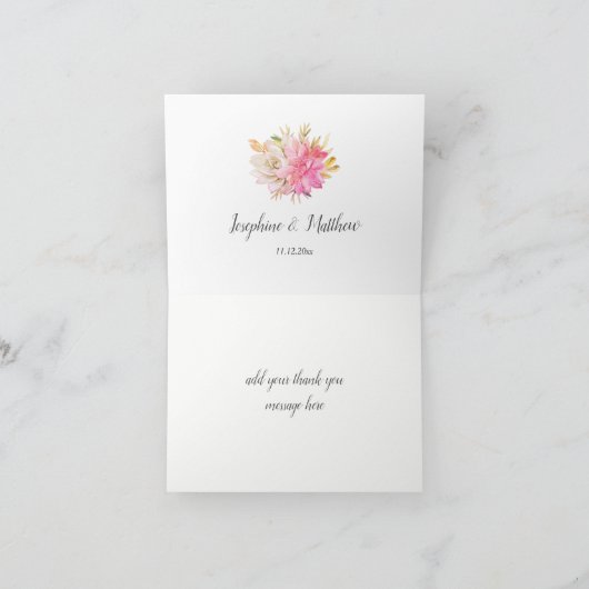 Bruiloft Dankkaart met Landelijke Woestijnsucculen Bedankkaart (Binnen)