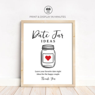 Bruiloft Date Jar Ideeën Bord voor Bridal Shower Poster