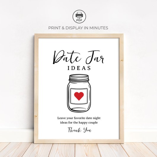 Bruiloft Date Jar Ideeën Bord voor Bridal Shower Poster