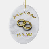 Bruiloft Datum bruid & bruidegom personaliseren go Keramisch Ornament (Rechts)