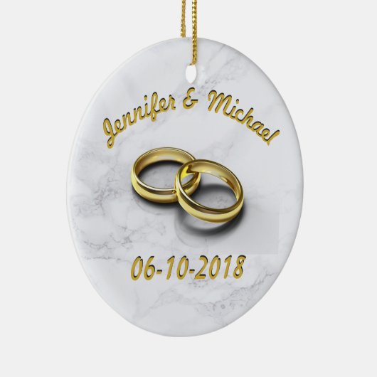 Bruiloft Datum bruid & bruidegom personaliseren go Keramisch Ornament (Rechts)