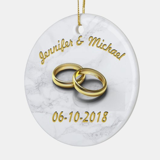 Bruiloft Datum bruid & bruidegom personaliseren go Keramisch Ornament (Links)