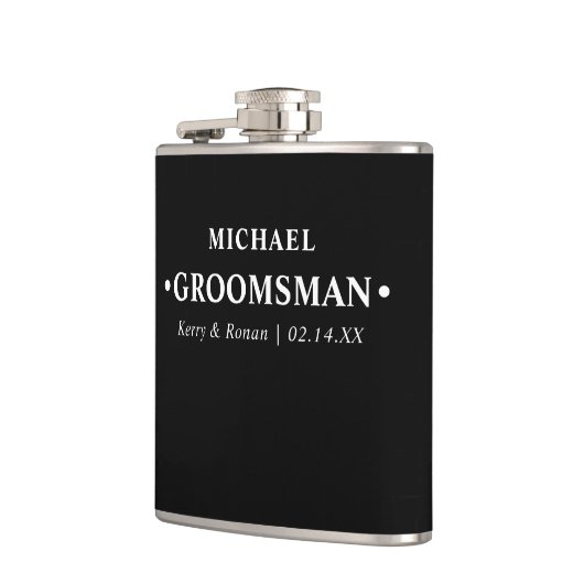 Bruiloft Datum en Namen Gepersonaliseerde Groomsma Heupfles (Links)