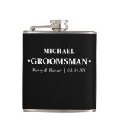 Bruiloft Datum en Namen Gepersonaliseerde Groomsma Heupfles (Voorkant)