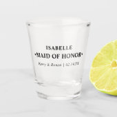 Bruiloft Datum en Namen Maid of Honor Gepersonalis Shot Glas (Voorkant)