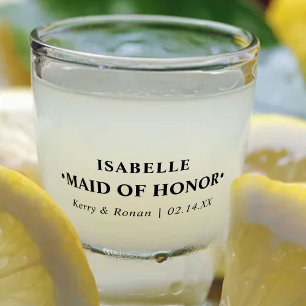 Bruiloft Datum en Namen Maid of Honor Gepersonalis Shot Glas