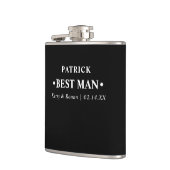 Bruiloft Datum en Namen Zwart Gepersonaliseerd Bes Heupfles (Links)