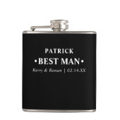 Bruiloft Datum en Namen Zwart Gepersonaliseerd Bes Heupfles (Voorkant)