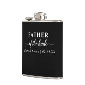 Bruiloft Datum en Namen Zwart Vader van de bruid Heupfles (Links)