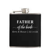 Bruiloft Datum en Namen Zwart Vader van de bruid Heupfles (Voorkant)