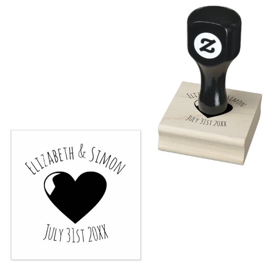 Bruiloft Datum Hart Bruid en bruidegom Stamp Rubberstempel (Gestempeld)