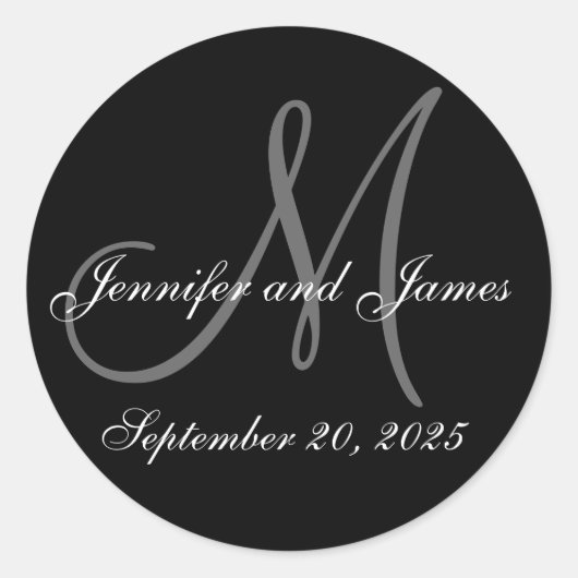 Bruiloft Datum Voornamen Initiaal Monogram Sticker (Voorkant)