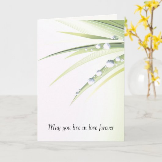 Bruiloft dauw druppels op blad kaart (Gele Bloem)