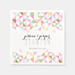 BRUILOFT DECOR driehoek aztec geo patroon roze mun Servetten