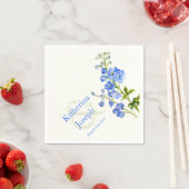 Bruiloft delphinium blauw waterverf papier servet (Insitu)