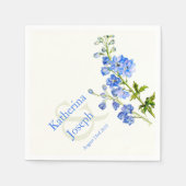 Bruiloft delphinium blauw waterverf papier servet (Voorkant)