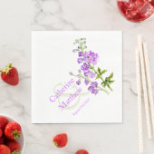 Bruiloft delphinium paarse waterverf papier servet (Insitu)