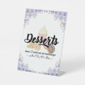 Bruiloft Desserts Sign Reclamebord Met Voetstuk (Voorkant)