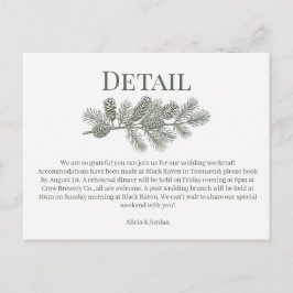 Bruiloft Detailkaart met Ruige Dennen Takken Groen Briefkaart