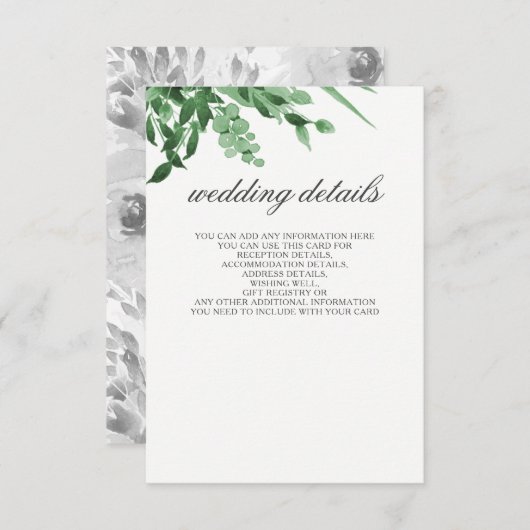 Bruiloft Details Behuizing Kaarten Groen Bruiloft (Voorkant / Achterkant)