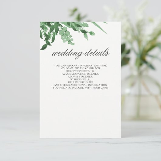 Bruiloft Details Behuizing Kaarten Groen Bruiloft (Staand voorkant)
