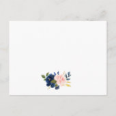 Bruiloft Details Blauw Roze Bloemen Inzetstuk Kaar Briefkaart (Achterkant)