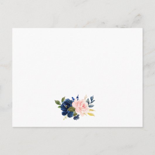 Bruiloft Details Blauw Roze Bloemen Inzetstuk Kaar Briefkaart (Achterkant)