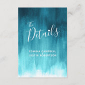 Bruiloft details blauwgroen blauw groen kunst behu informatiekaartje (Voorkant)
