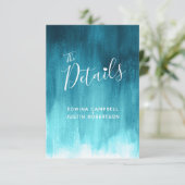Bruiloft details blauwgroen blauw groen kunst behu informatiekaartje (Staand voorkant)
